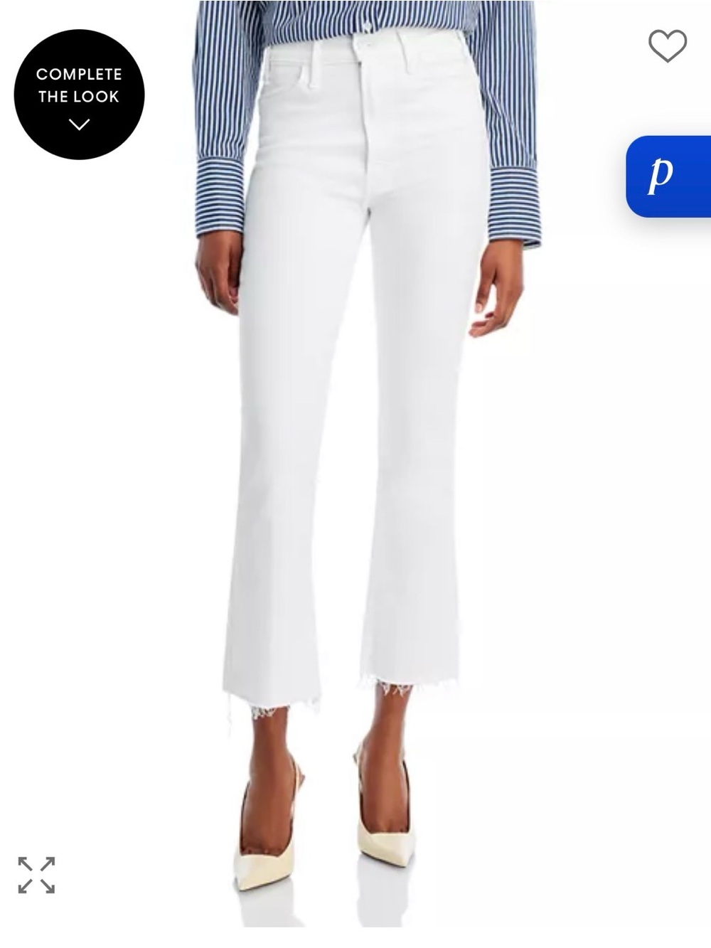 MOTHER The Hustler Ankle Fray Jeans white